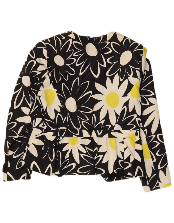 Jachetă Blazer Vintage pentru femei cu 2 nasturi UK 14 Medium Black Floral