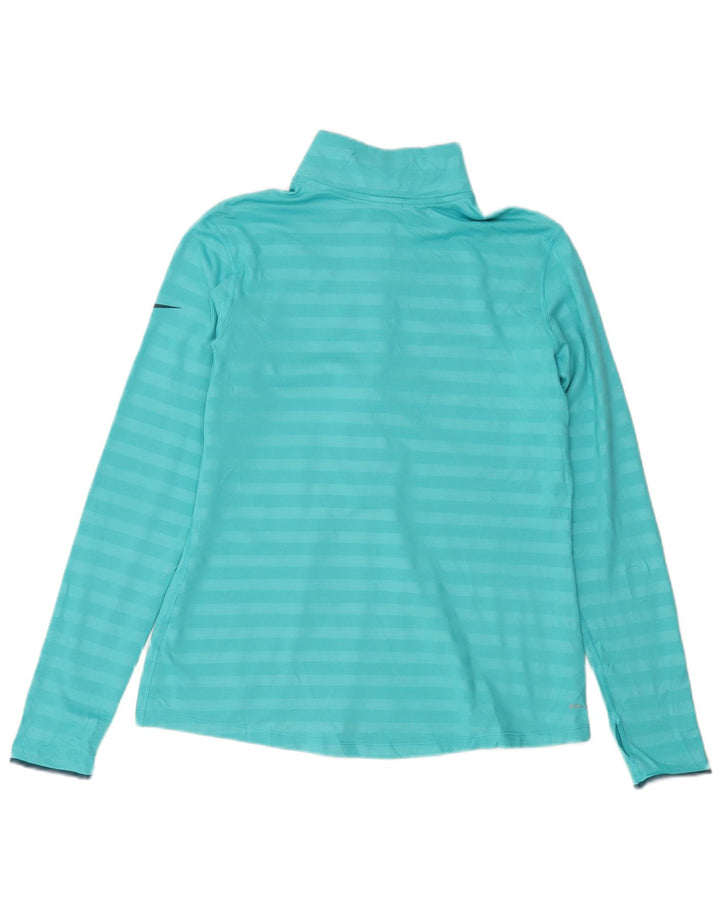 Top de trening Nike Dri Fit, cu fermoar și gât, pentru femei, UK 18 XL, cu dungi albastre