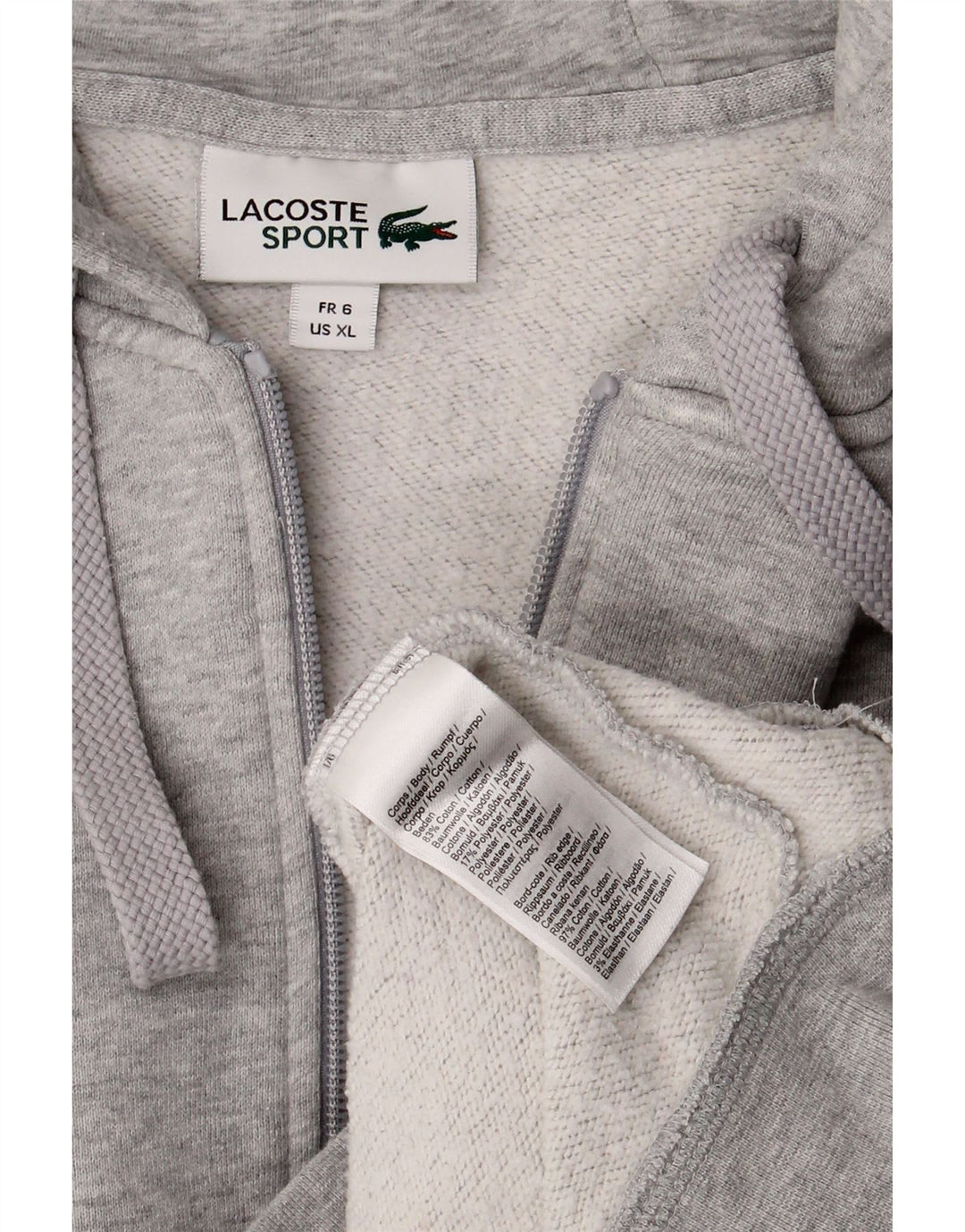 Pulover cu capota cu fermoar LACOSTE pentru barbati marimea 6 XL bumbac gri