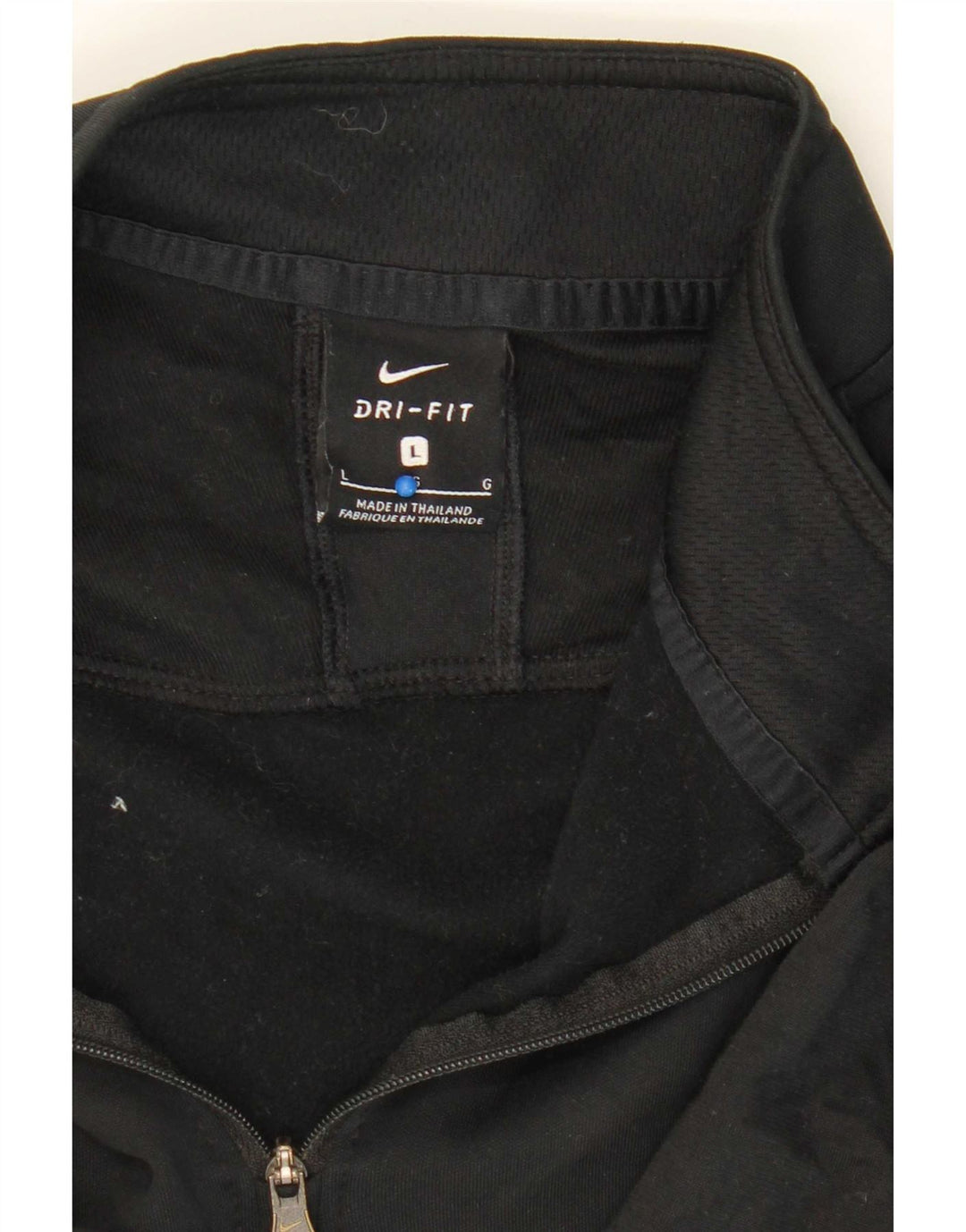 Top de trening pentru bărbați Dri Fit, cu fermoar și gât, din poliester negru