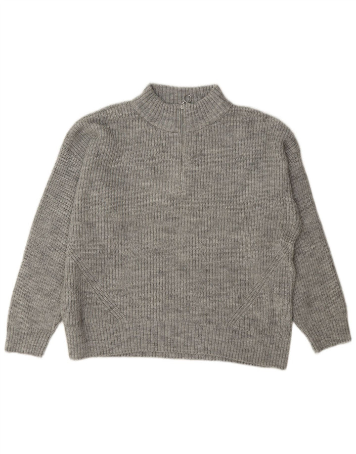 Pulover pentru femei Marks & Spencer, cu fermoar, cu gât, UK 14, mare, pete gri