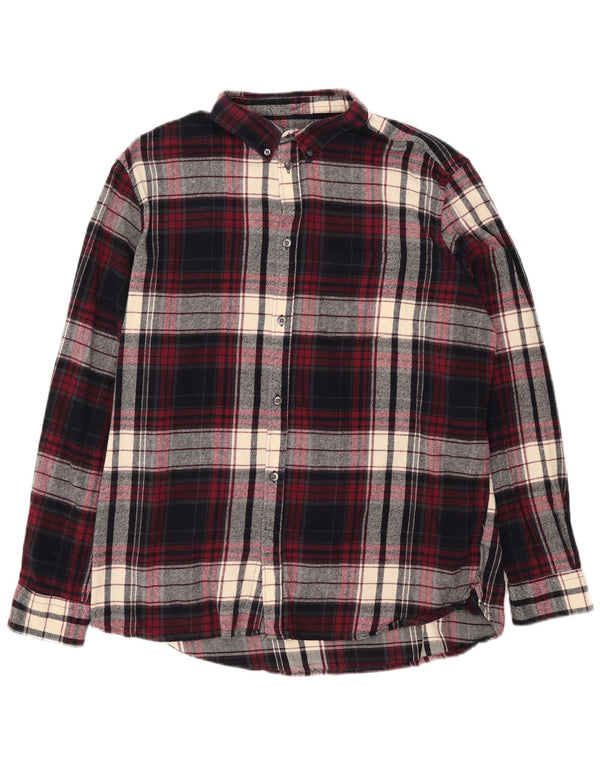 Cămașă de flanel pentru bărbați French Connection 2XL, bumbac cu carouri burgundă