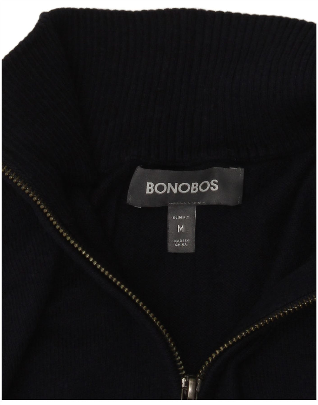 BONOBOS Pulover pentru bărbați, slim fit, cu fermoar și gât, albastru bleumarin mediu