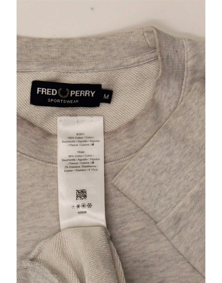 Hanorac grafic pentru bărbați Fred Perry Pulover din bumbac gri mediu