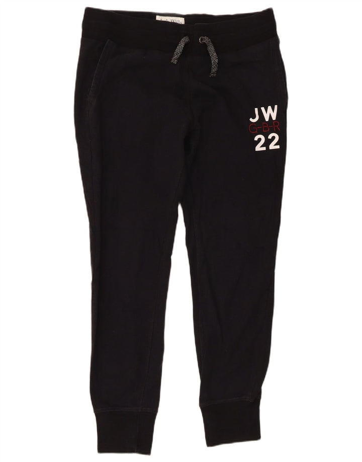 JACK WILLS Pantaloni de trening grafic pentru femei Pantaloni de jogging UK 12 Medium Black