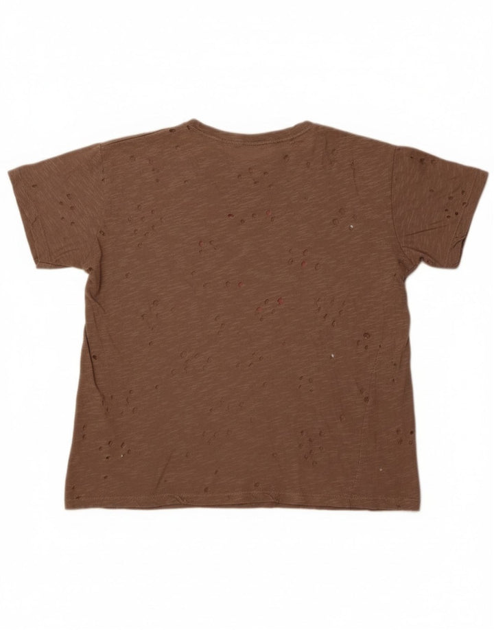 Tricou cu grafic perforat Guess pentru femei, UK 14, maro mediu