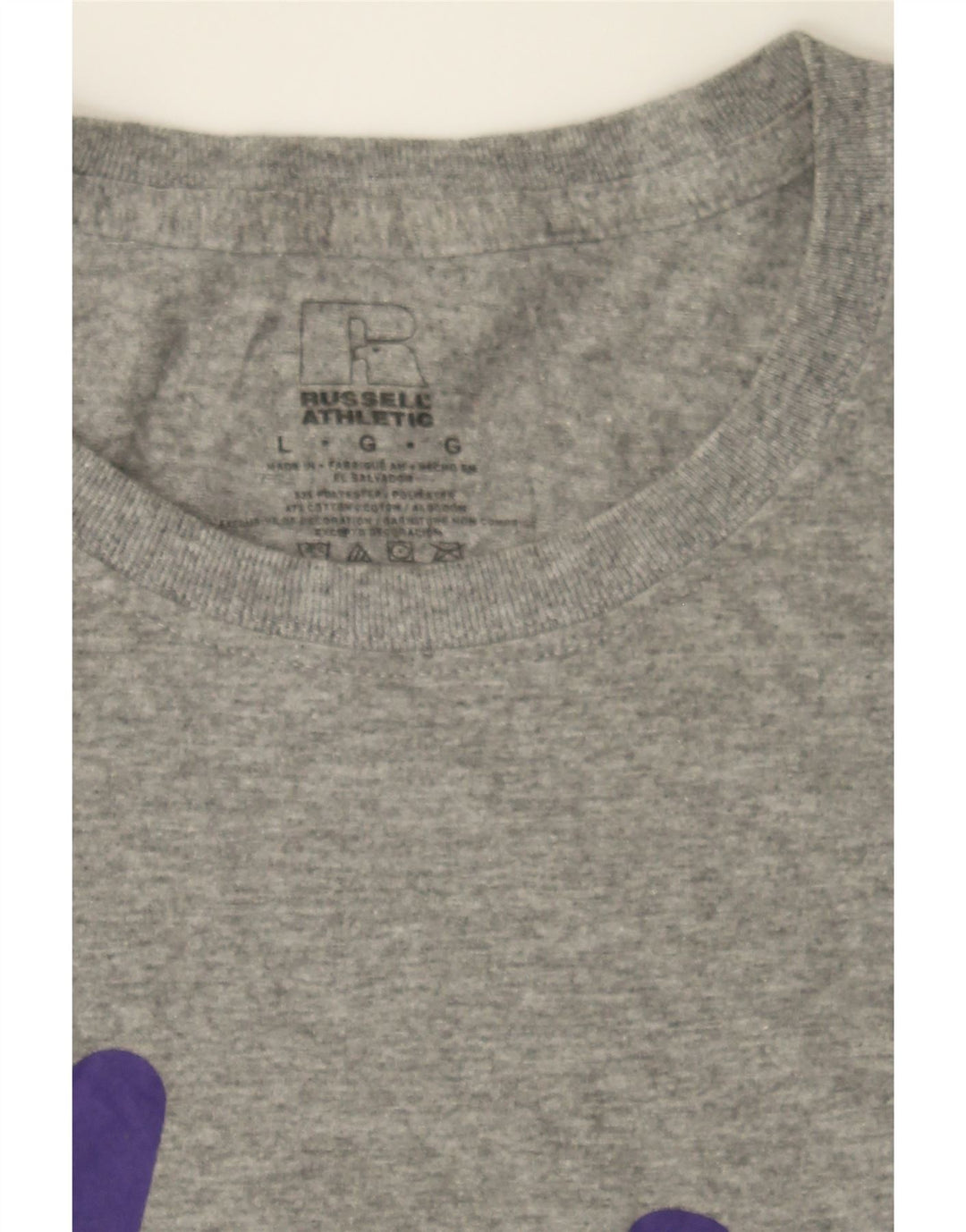 RUSSELL ATHLETIC Mens Graphic T-Shirt Top Large Grey Cotton Vintage Russell Athletic and Second-Hand Russell Athletic from Messina Hembry 