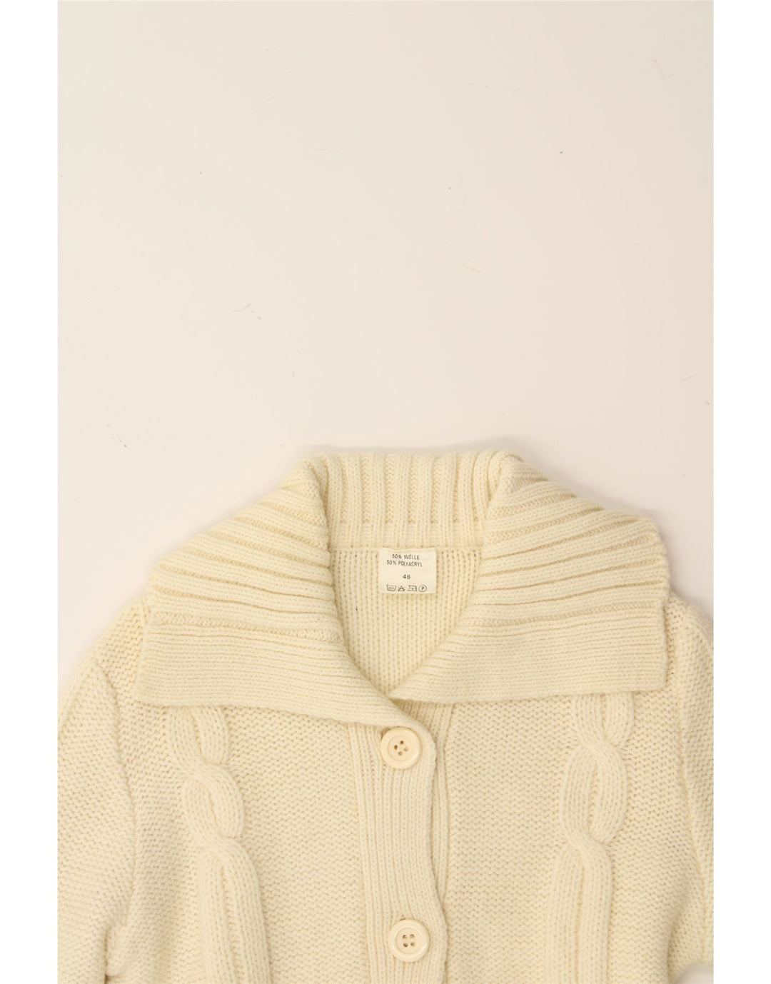 VINTAGE Womens Cardigan Sweater IT 46 Large Beige Wool Vintage Vintage and Second-Hand Vintage from Messina Hembry 