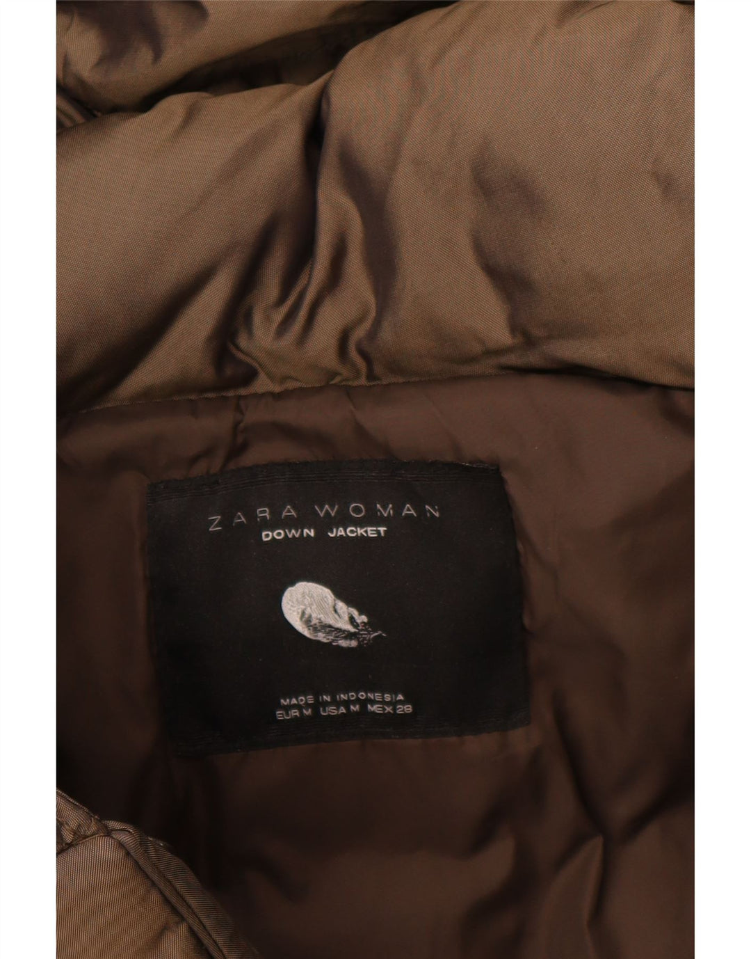 ZARA Womens Hooded Padded Jacket UK 14 Medium Brown Vintage Zara and Second-Hand Zara from Messina Hembry 