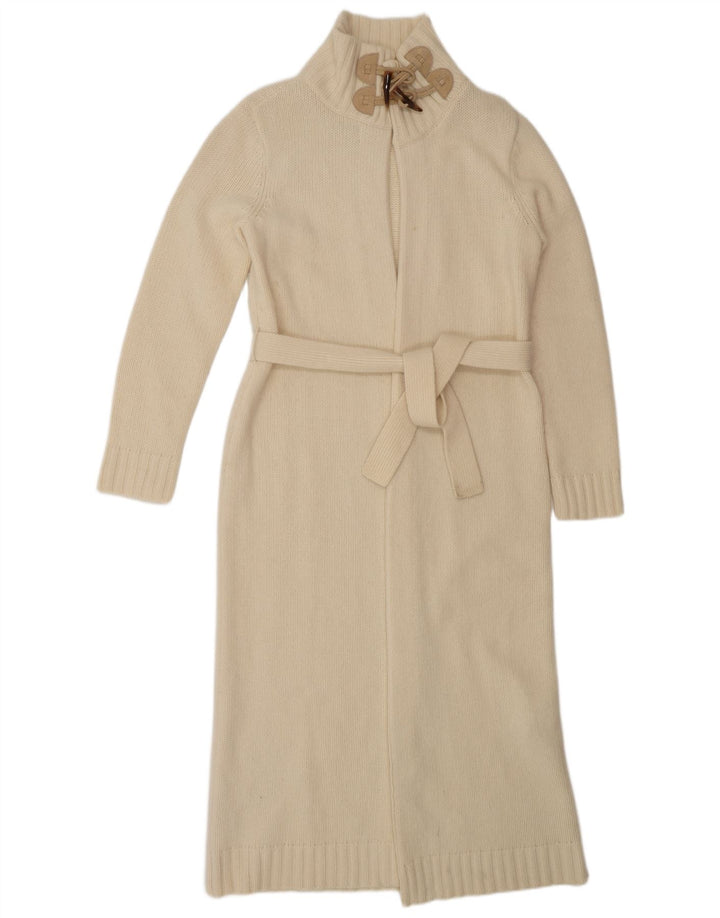 Pulover cardigan cu paragate pentru femei Ralph Lauren UK 14 Lână alb aproape mediu