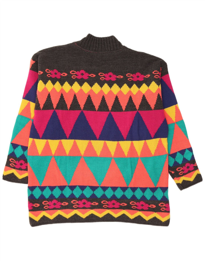 VINTAGE Pulover cu gât țestoasă pentru femei UK 18 XL Multicolor Geometric