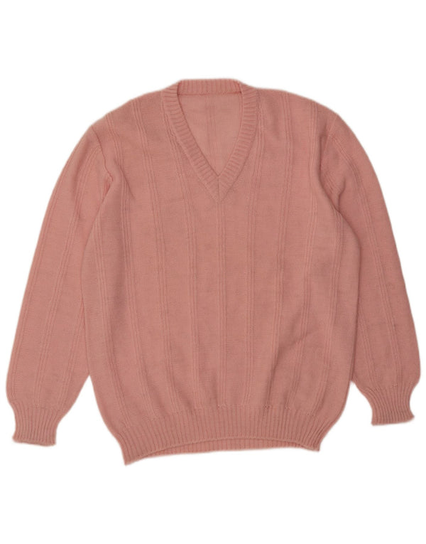 VINTAGE Pulover cu decolteu în V pentru femei UK 18 XL roz