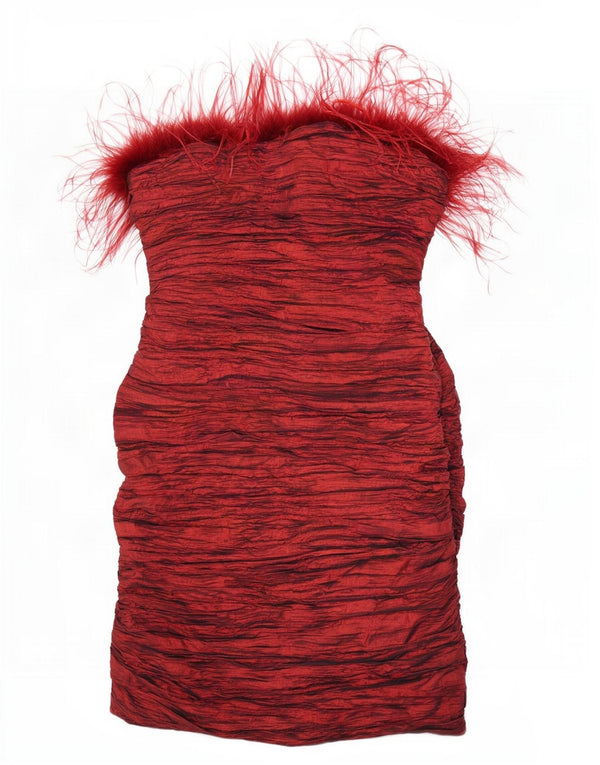 Rochie vintage pentru femei, fără bretele, bodycon UK 12 Burgundy mediu