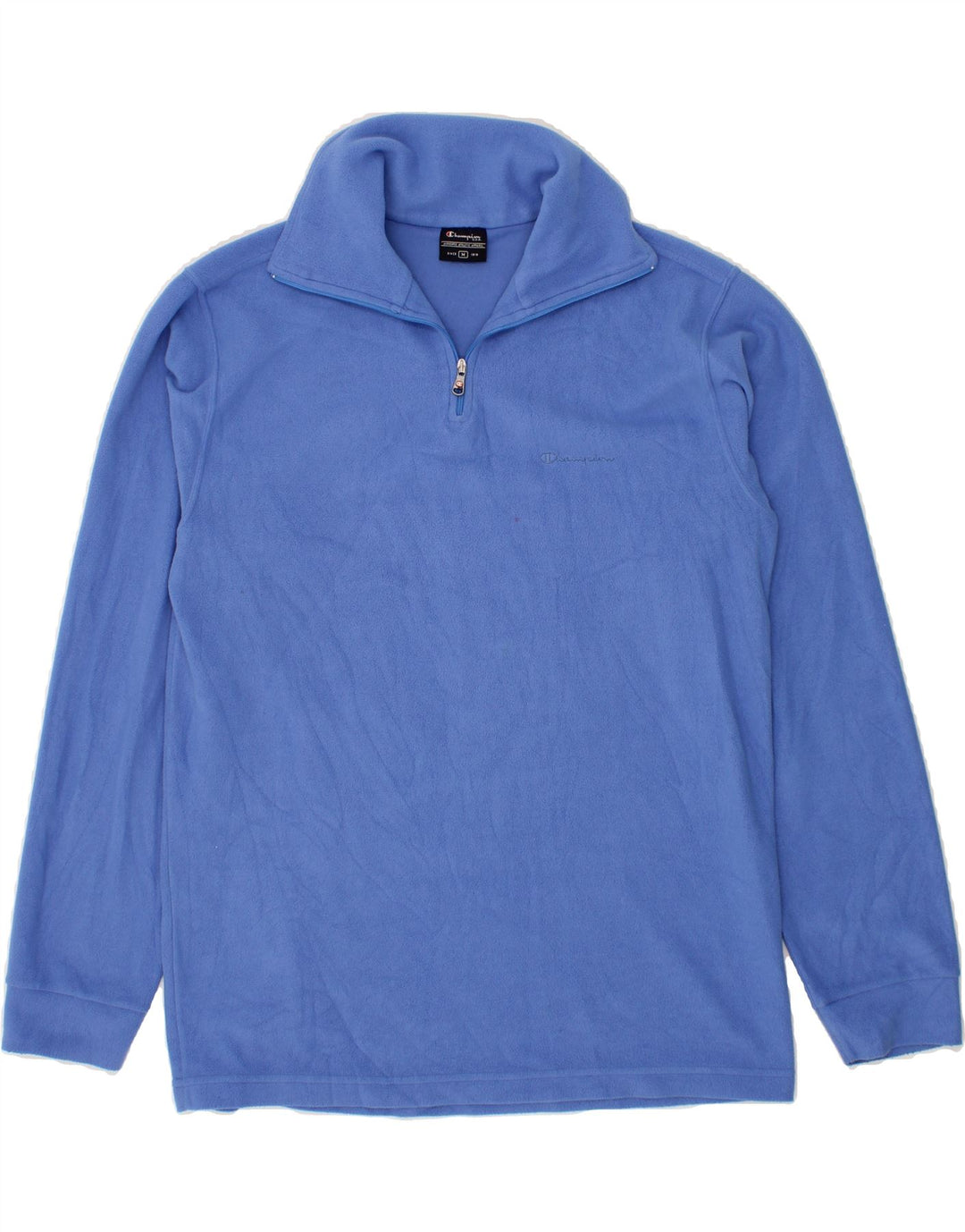 CHAMPION Mens Zip Neck Fleece Jumper Medium Blue Vintage Champion and Second-Hand Champion from Messina Hembry 