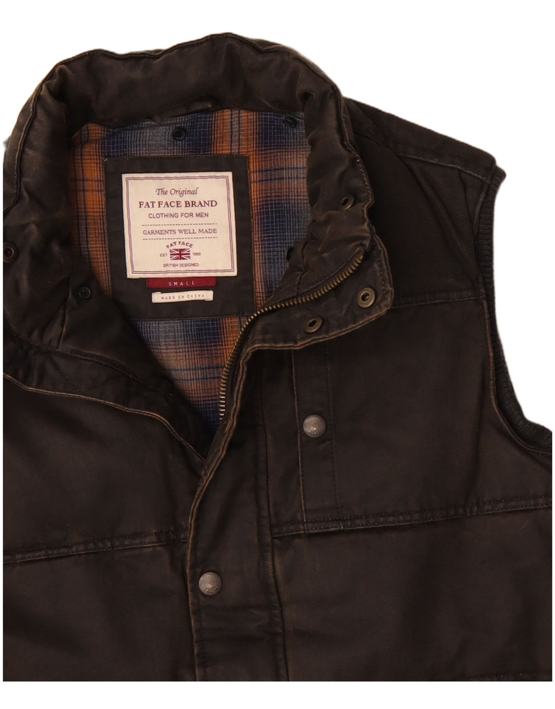 FAT FACE Gilet căptușit pentru bărbați UK 36 Small Brown Bumbac