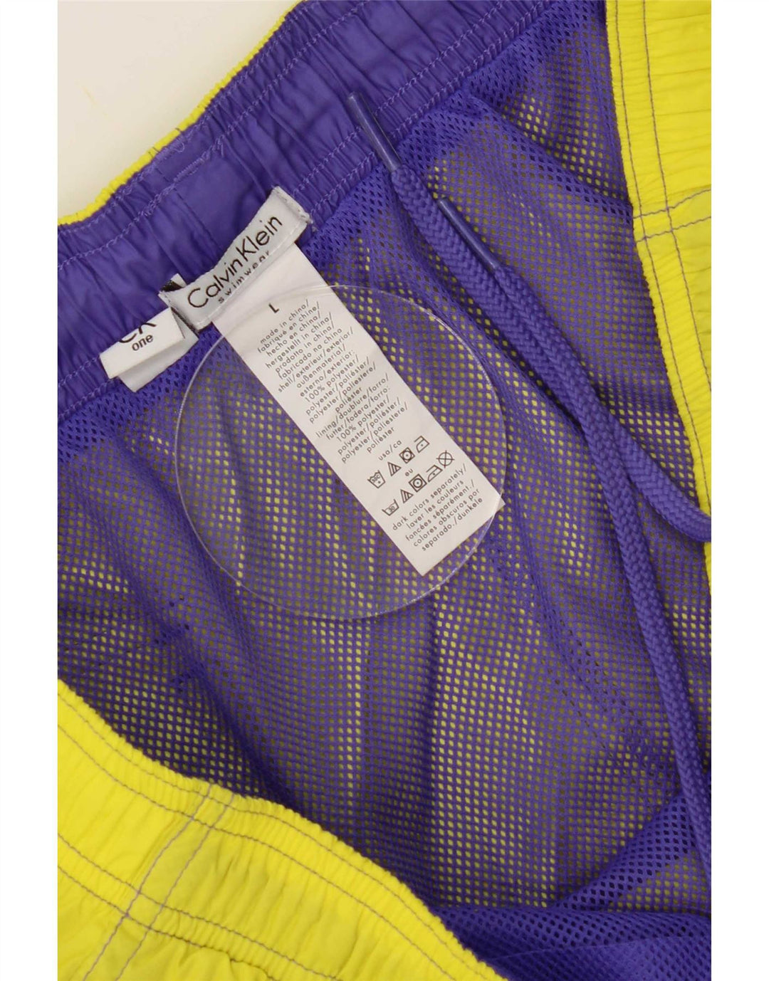 Pantaloni scurți de înot grafic Calvin Klein pentru bărbați, poliester galben mare