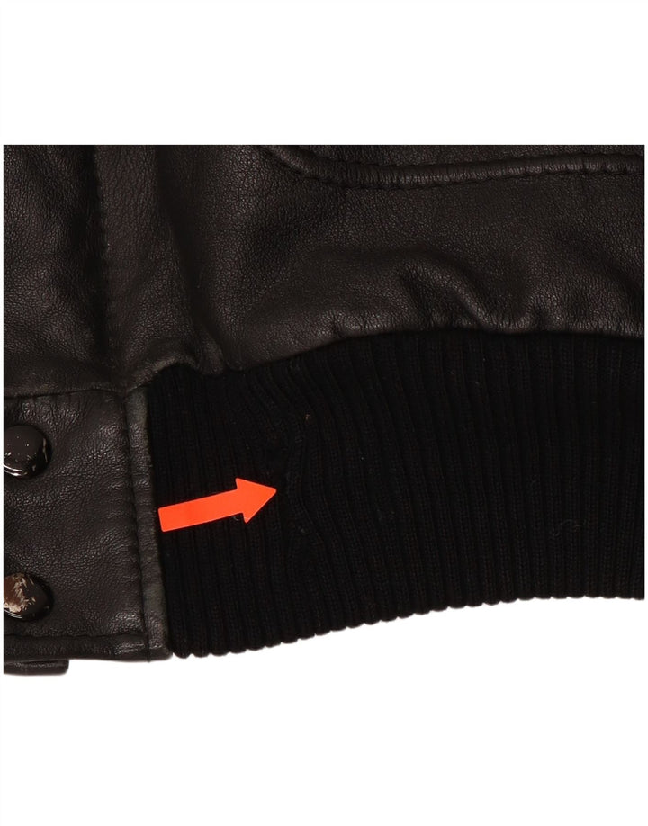 Jachetă militară din piele pentru bărbați VINTAGE IT 54 2XL din piele neagră