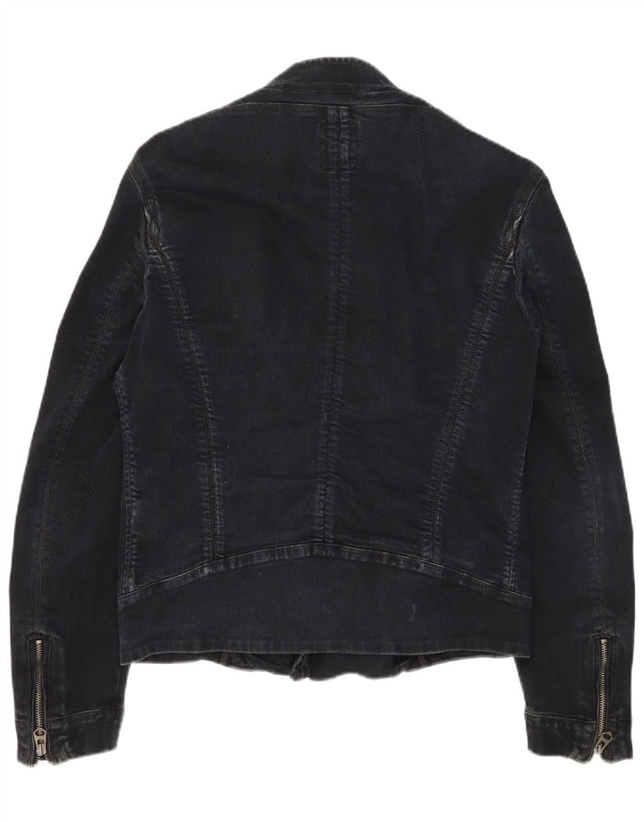 Jachetă motociclist Guess denim pentru bărbați UK 36, bumbac negru mic