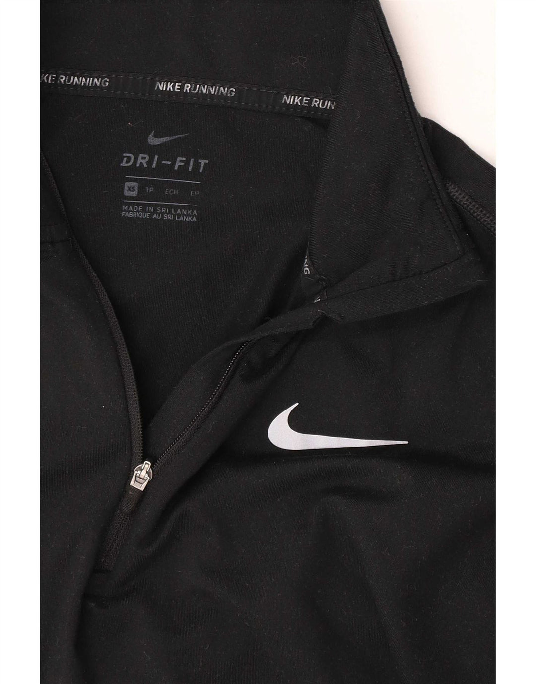Top cu mânecă lungă pentru bărbați Dri Fit, cu fermoar și gât, XS, negru