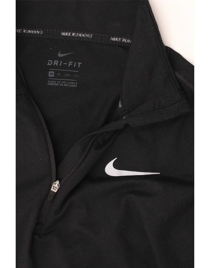Top cu mânecă lungă pentru bărbați Dri Fit, cu fermoar și gât, XS, negru