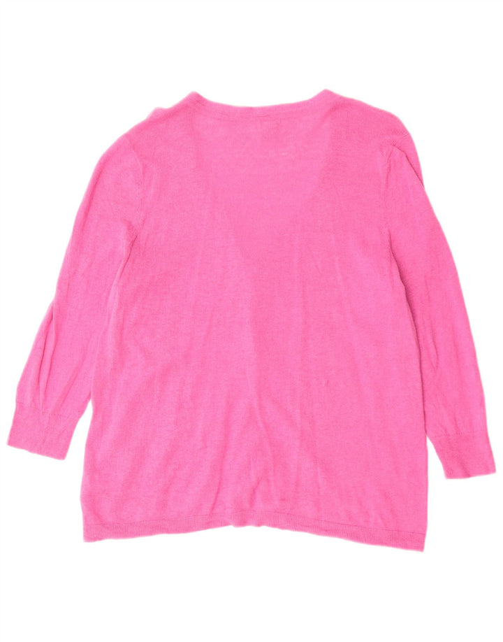 Pulover cardigan cu mâneci 3/4 pentru femei Eddie Bauer UK 18 XL in roz