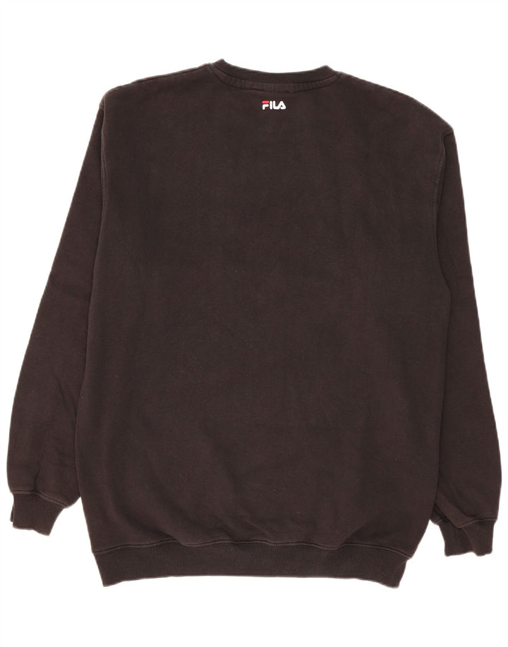 Pulover Fila pentru bărbați cu grafică, bumbac mediu negru