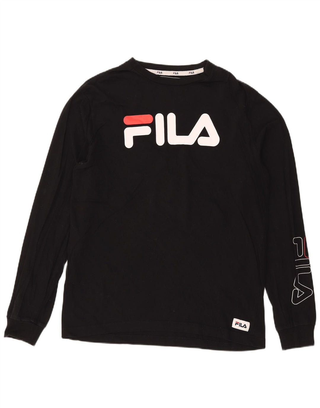 Fila Mens Graphic Top Maneca Lunga Medium Negru