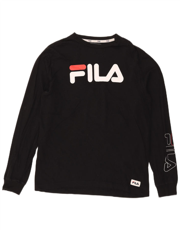 Fila Mens Graphic Top Maneca Lunga Medium Negru