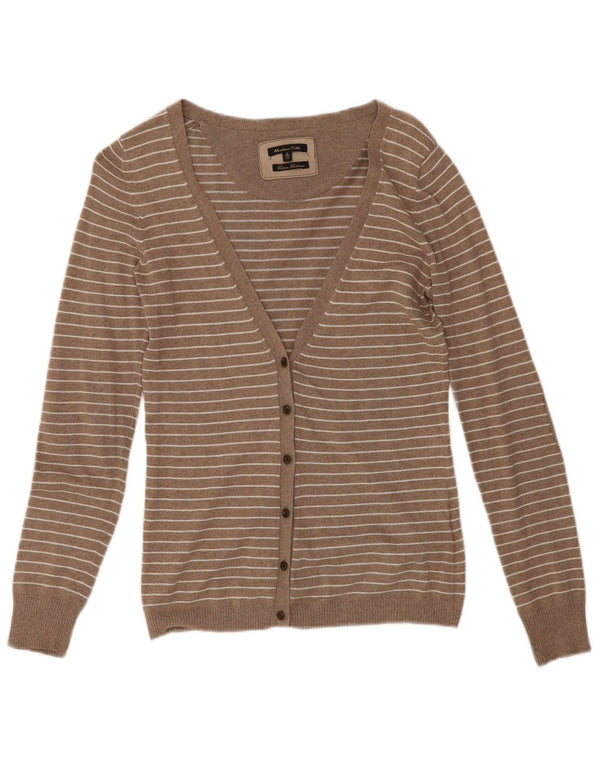 Pulover cardigan pentru femei Massimo Dutti UK 10 mic, bej, bumbac cu dungi