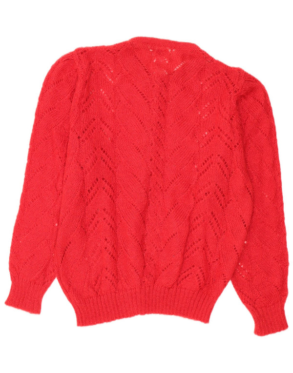 Pulover cardigan supradimensionat pentru damă vintage UK 14 roșu mediu