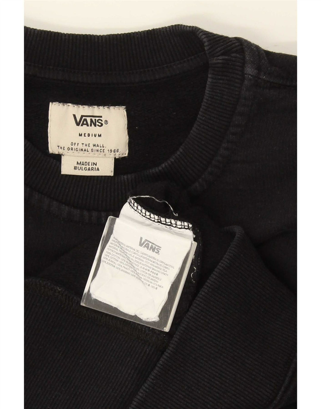 Pulover Vans pentru bărbați, bumbac mediu negru