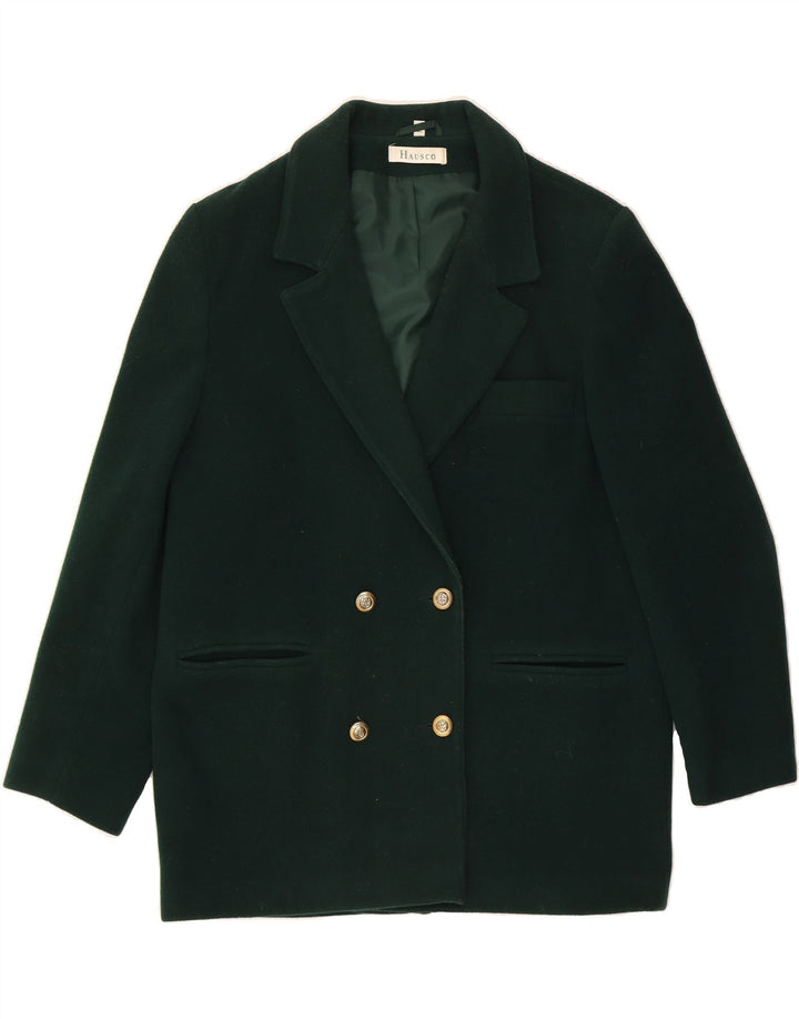 HAUSCO Womens Overcoat UK 14 Large  Green Wool Vintage Hausco and Second-Hand Hausco from Messina Hembry 