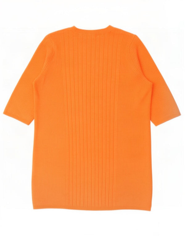 Marks & Spencer Womens Top 3/4 Sleeve UK 12 Medium Orange Viscose