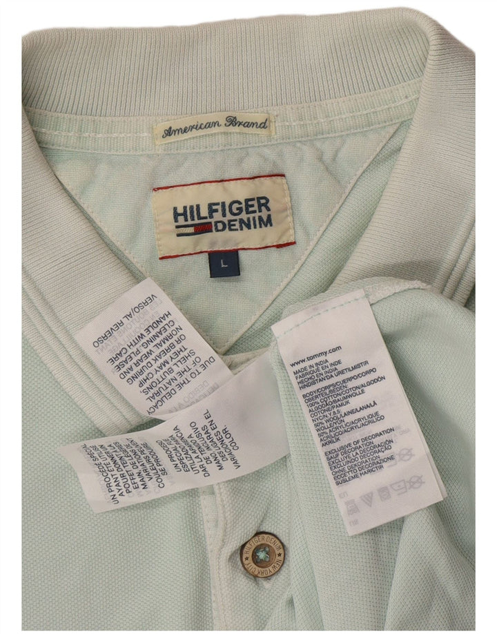 TOMMY HILFIGER Tricou polo cu grafică pentru bărbați, mare, albastru, bumbac