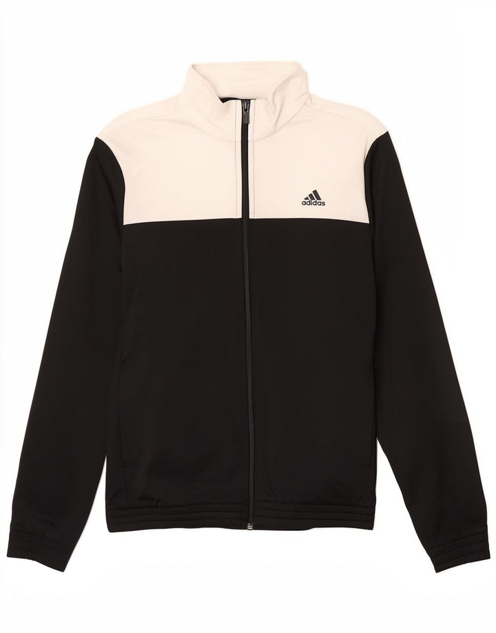 Jachetă de top pentru trening anti-vânt pentru băieți Adidas 14-15 ani, negru, color block