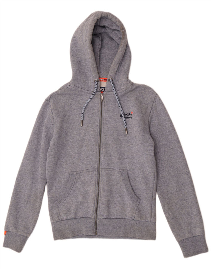 Pulover Superdry pentru bărbați, cu fermoar, bumbac, gri mic