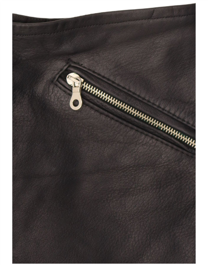 Fusta Mini din piele Vintage pentru femei W28 Medium Black