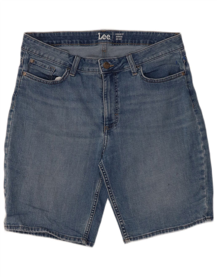 Pantaloni scurți din denim bermude cu talie medie LEE pentru femei, cu tăiere obișnuită, W34, mare, albastru