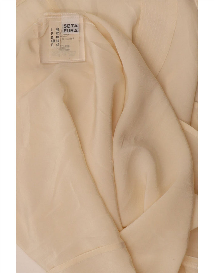 Bluză fără mâneci de epocă pentru femei UK 14, mare, mătase alb