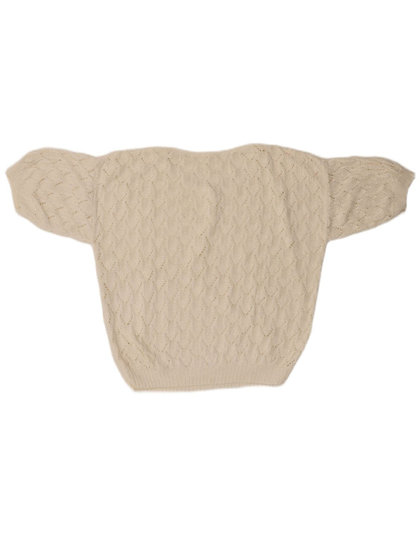 VINTAGE Pulover supradimensionat pentru femei cu gâtul turnat, UK 18 XL, alb