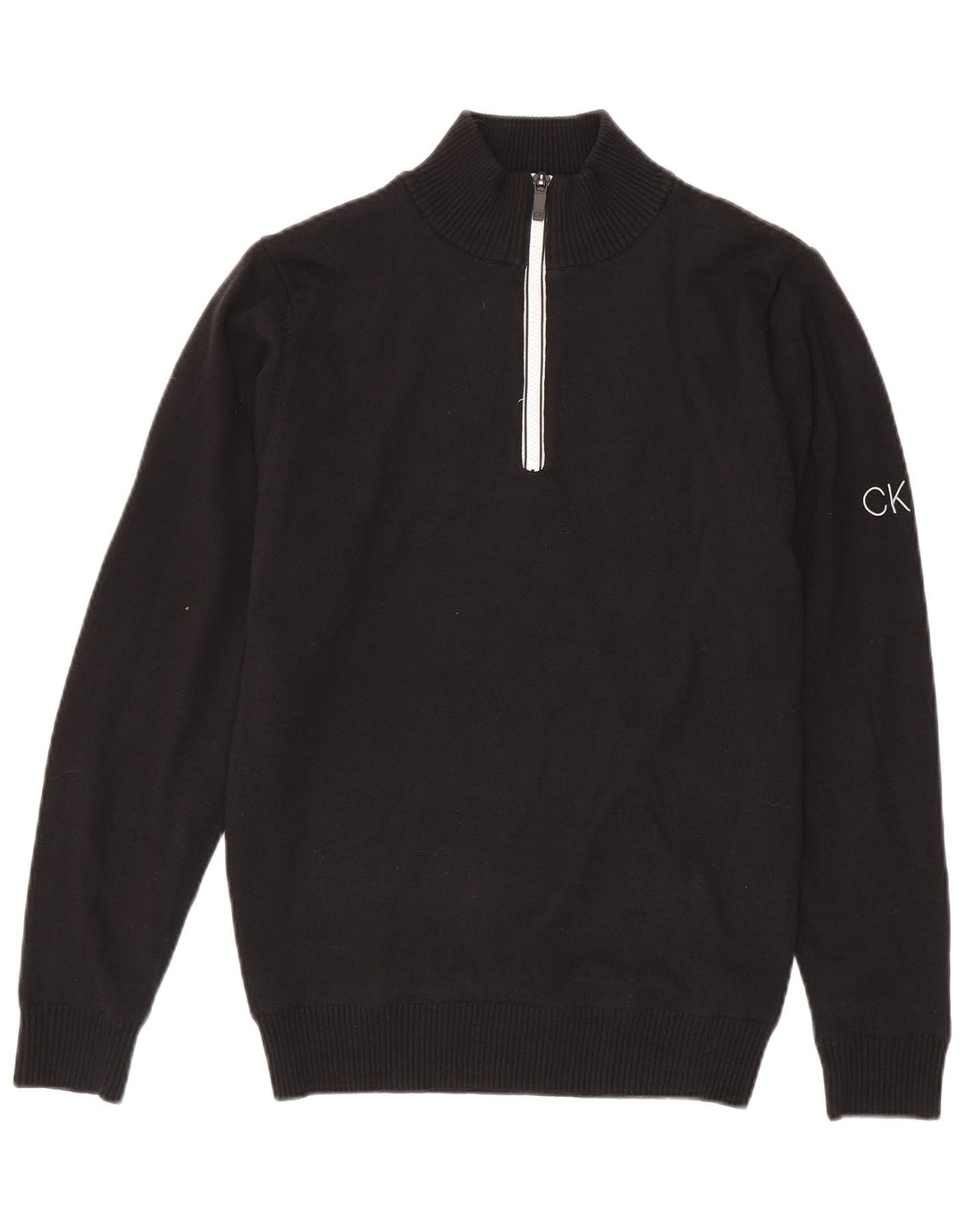 Pulover Calvin Klein pentru bărbați, cu fermoar și gât, bumbac mic, negru
