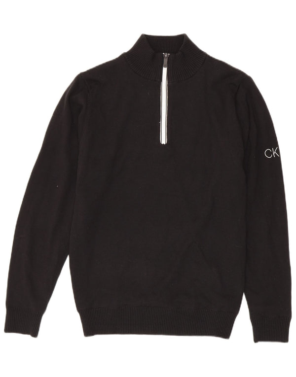 Pulover Calvin Klein pentru bărbați, cu fermoar și gât, bumbac mic, negru