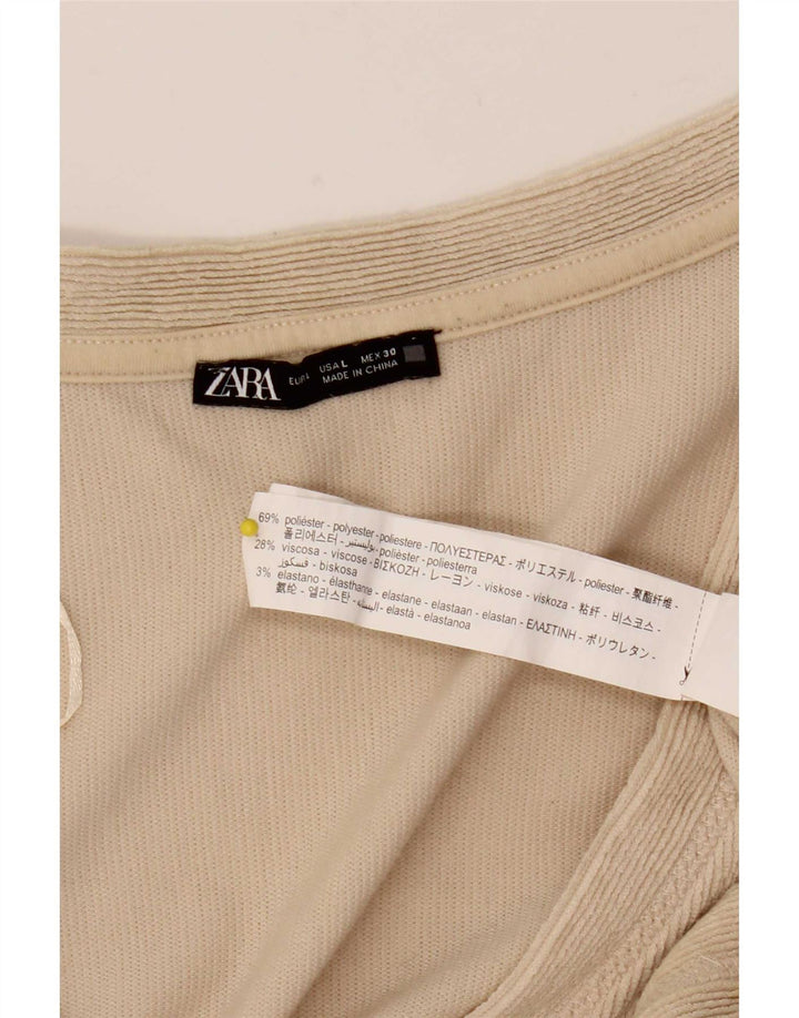 Top cardigan pentru femei Zara UK 16 mare, bej, poliester