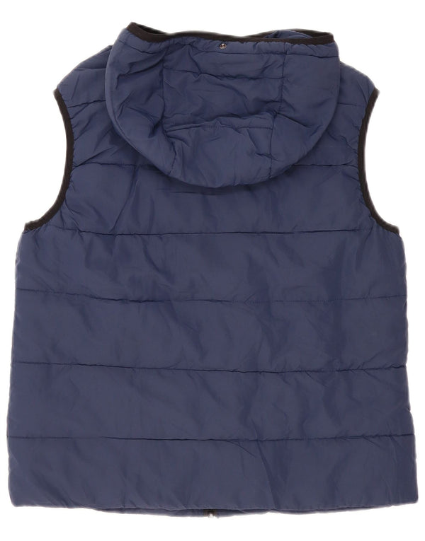 Zara Mens Hooded Padded Gilet UK 36 Small Navy Blue Polyester