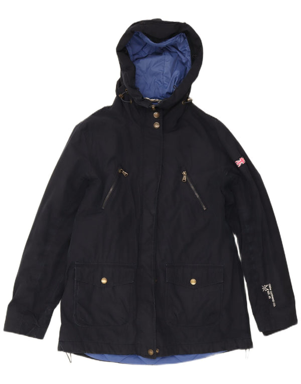 Crew Clothing Jachetă de vânt cu glugă pentru femei UK 14 Mare bleumarin