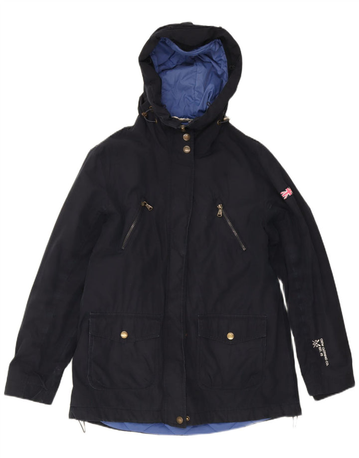 Crew Clothing Jachetă de vânt cu glugă pentru femei UK 14 Mare bleumarin