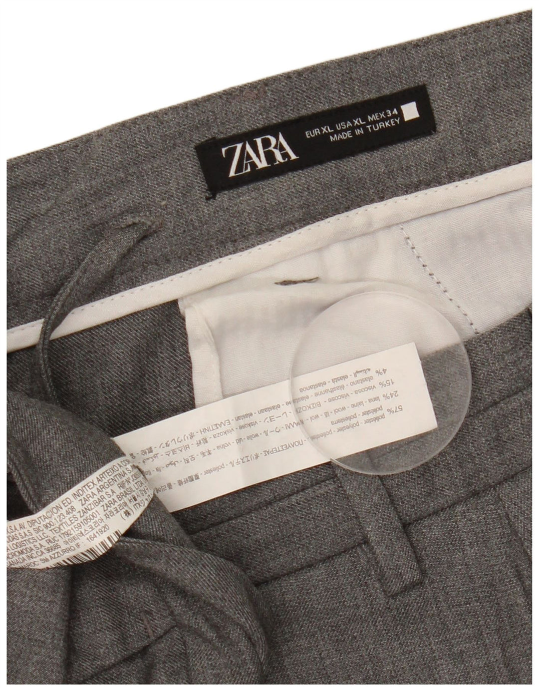 Pantaloni chino slim pentru bărbați Zara XL W34 L30 poliester gri