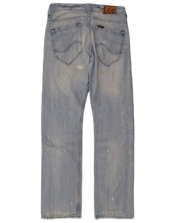 Lee Womens Clark Distressed Straight Jeans W29 L32 Blue Cotton