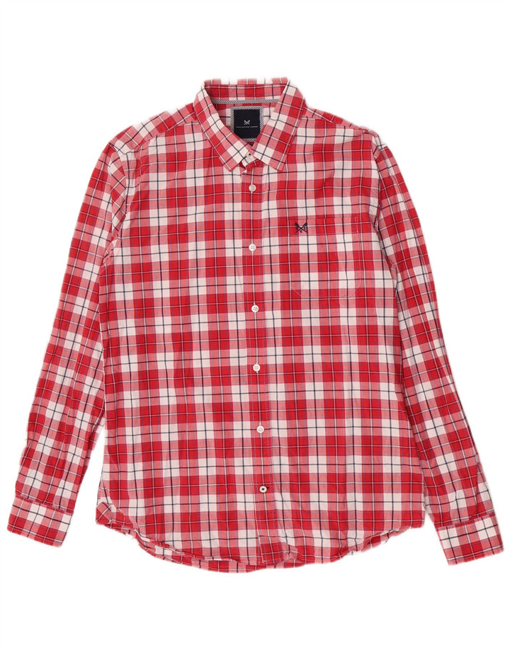 Crew Clothing Cămașă Slim Fit pentru bărbați, bumbac cu carouri roșii mari