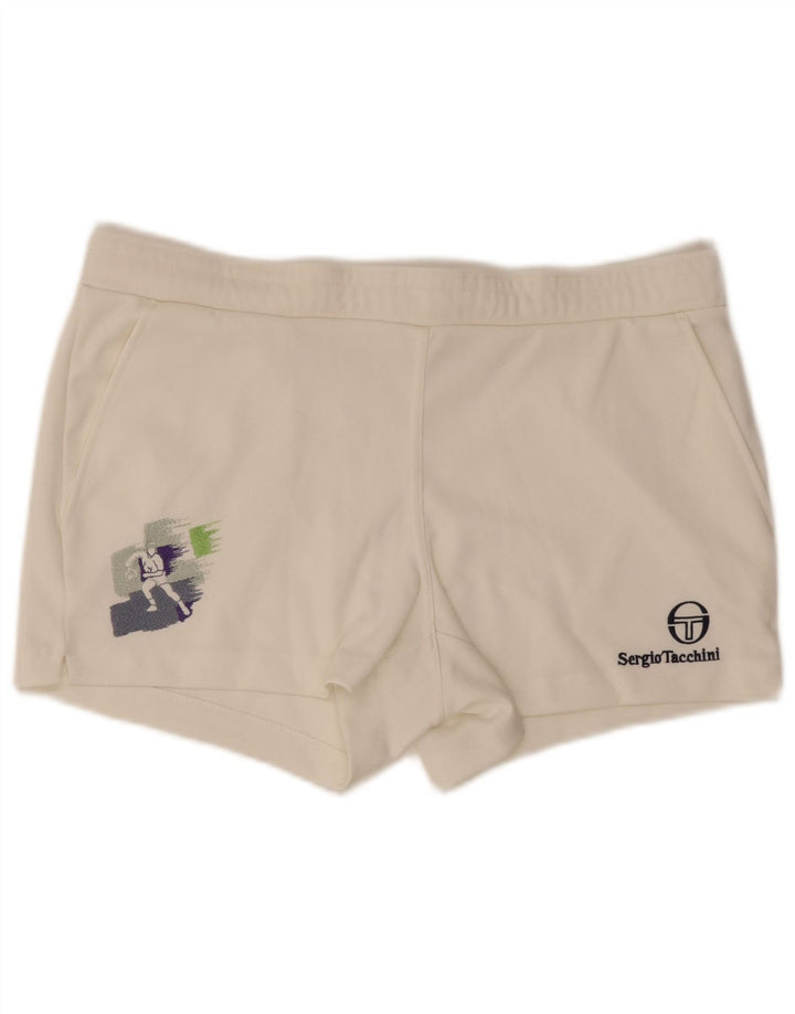 Sergio Tacchini Pantaloni scurți sport grafic pentru bărbați EU 48 Poliester alb mediu